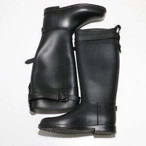 Burberry Belted Equestrian Black Rain Boots Size 9 US/39 EU